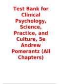 Test Bank for Clinical Psychology&colon; Science&comma; Practice&comma; and Culture 5th Edition by Andrew Pomerantz &vert; All Chapters Questions and Answers 2027
