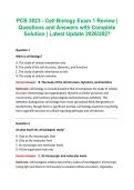 PCB 3023 - Cell Biology Exam 1 Review &vert; Questions and Answers with Complete Solution &vert; Latest Update 2026&sol;2027