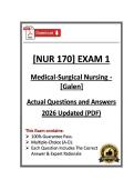 NUR170&sol;NUR 170 Exam 1 &vert; Medical‑Surgical Nursing &vert; Galen College &vert; 26 &sol;27Updated &lpar;PDF&rpar;