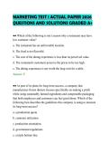 MARKETING TEST 1 ACTUAL PAPER 2026&NewLine;QUESTIONS AND SOLUTIONS GRADED A&plus;&NewLine;