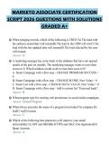 MARKETO ASSOCIATE CERTIFICATION&NewLine;SCRIPT 2026 QUESTIONS WITH SOLUTIONS&NewLine;GRADED A&plus;