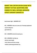 SMART TAN CERTIFICATION EXAM WITH &NewLine;CORRECT ACTUAL QUESTIONS AND &NewLine;CORRECTLY WELL DEFINED ANSWERS &NewLine;LATEST ALREADY GRADED A&plus;