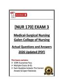 NUR170&sol;NUR 170 Exam 1&period;2&period;3&4 &vert; Medical‑Surgical Nursing &vert; Galen College &vert; 26 &sol;27Updated &lpar;PDF&rpar;