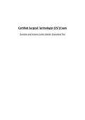 Certified Surgical Technologist &lpar;CST&rpar; Exam&NewLine;Questions and Answers&vert; Latest Update&vert; Guaranteed Pass&NewLine;