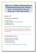 NUR 2474 &sol; NUR2474 Pharmacology for &NewLine;Professional Nursing Exam 1 Practice &NewLine;Exam  100 Questions & Answers &NewLine;Rasmussen &vert; 2026 Study Edition