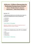 NUR 2474 &sol; NUR2474 Pharmacology for &NewLine;Professional Nursing Exam 2 Practice &NewLine;Exam 100 Questions & Answers &NewLine;Rasmussen &vert; 2026 Study Edition