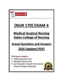 NUR170&sol;NUR 170 Exam 4 &vert; Medical‑Surgical Nursing &vert; Galen College &vert; 26 &sol;27Updated &lpar;PDF&rpar;