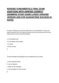 NURSING FUNDAMENTALS FINAL EXAM QUESTIONS WITH VERIFIED CORRECT ANSWERS&sol; STUDY GUIDE LATEST UPDATED VERSION 2026 FOR GUARANTEED SUCCESS A&plus; RATED 