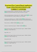 Structural Pest Control Board Applicators &NewLine;Exam UPDATED QUESTIONS AND &NewLine;CORRECT ANSWERS