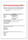 D236 Pathophysiology EXAM 1  Western Governors University &lpar;WGU&rpar; 2026  COMPLETE 100 QUESTIONS CORRECTLY SOLVED WITH ADDITIONAL EXAM 1 ROAD MAP &NewLine; GUARANTEED SUCCESS