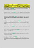 HHD Exam Revision UPDATED ACTUAL &NewLine;QUESTIONS AND CORRECT ANSWERS
