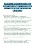 MARYLAND STATE LAW TEST FOR&NewLine;COUNSELORS ACTUAL EXAM PAPER&NewLine;2026 QUESTIONS WITH ANSWERS&NewLine;GRADED A&plus;&NewLine;