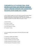 FUNDAMENTALS OF NURSING FINAL EXAM REVIEW QUESTIONS AND VERIFIED ANSWERS LATEST UPDATED VERSION FOR GUARANTEED SUCCESS&sol; STUDY GUIDE GET IT NOW&excl;&excl;