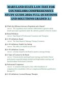 MARYLAND STATE LAW TEST FOR&NewLine;COUNSELORS COMPREHENSIVE&NewLine;STUDY GUIDE 2026 FULL QUESTIONS&NewLine;AND SOLUTIONS GRADED A&plus;