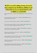 HCPCS Level II Coding System&colon; Overview &NewLine;and Categories for Healthcare Billing Exam &NewLine;UPDATED ACTUAL QUESTIONS AND &NewLine;CORRECT ANSWERS