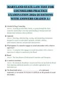 MARYLAND STATE LAW TEST FOR&NewLine;COUNSELORS PRACTICE&NewLine;EXAMINATION 2026 QUESTIONS&NewLine;WITH ANSWERS GRADED A&plus;&NewLine;