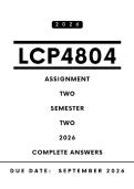 LCP4804 Assignment 2 Answers - Semester 2 2026 &vert; Due Date September 2026