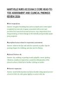 MARYVILLE NURS 612 EXAM 2 CORE HEAD-TOTOE ASSESSMENT AND CLINICAL FINDINGS&NewLine;REVIEW 2026&NewLine;