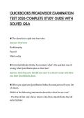 QUICKBOOKS PROADVISOR EXAMINATION&NewLine;TEST 2026 COMPLETE STUDY GUIDE WITH&NewLine;SOLVED Q&A