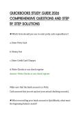 QUICKBOOKS STUDY GUIDE 2026&NewLine;COMPREHENSIVE QUESTIONS AND STEP&NewLine;BY STEP SOLUTIONS