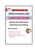 Texas Prometric CNA Written Exam &ndash; &lpar;2026-2027&rpar; Questions with Verified Answers & Expert Rationales 3 Complete CNA Practice Exams