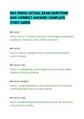 RAC DRUGS ACTUAL EXAM QUESTIONS&NewLine;AND CORRECT ANSWERS COMPLETE&NewLine;STUDY GUIDE&NewLine;