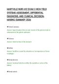 MARYVILLE NURS 612 EXAM 3 HIGH-YIELD&NewLine;SYSTEMS ASSESSMENT&comma; DIFFERENTIAL&NewLine;DIAGNOSIS&comma; AND CLINICAL DECISIONMAKING SUMMARY 2026&NewLine;