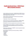 Health And Social Care -> RO32 Exam With Complete Solutions