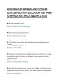 RADIOGRAPHIC IMAGING AND EXPOSURE&NewLine;2026 CERTIFICATION EVALUATION TEST PAPER&NewLine;QUESTIONS SOLUTIONS GRADED A PLU