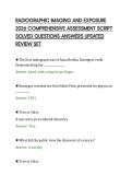 RADIOGRAPHIC IMAGING AND EXPOSURE&NewLine;2026 COMPREHENSIVE ASSESSMENT SCRIPT&NewLine;SOLVED QUESTIONS ANSWERS UPDATED&NewLine;REVIEW SET&NewLine;