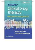 Test Bank for Abrams&rsquo; Clinical Drug Therapy Rationales for Nursing Practice 13th Edition by Frandsen & Pennington ISBN 9781975222321 Complete All Chapters&NewLine;