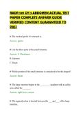 RADR 1311 CH 3 ABDOMEN ACTUAL TEST&NewLine;PAPER COMPLETE ANSWER GUIDE&NewLine;VERIFIED CONTENT GUARANTEED TO&NewLine;PASS&NewLine;