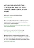 MARYVILLE NURS 620 ADULT 1 EXAM 1&NewLine;CONCEPT REVIEW GUIDE 2026 PATIENT&NewLine;PRIORITIZATION AND CLINICAL DECISION&NewLine;MAKING&NewLine;