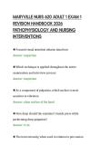 MARYVILLE NURS 620 ADULT 1 EXAM 1&NewLine;REVISION HANDBOOK 2026&NewLine;PATHOPHYSIOLOGY AND NURSING&NewLine;INTERVENTIONS