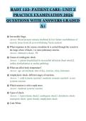 RADT 153- PATIENT CARE- UNIT 3&NewLine;PRACTICE EXAMINATION 2026&NewLine;QUESTIONS WITH ANSWERS GRADED&NewLine;A&plus;&NewLine;
