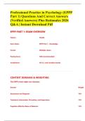 Professional Practice in Psychology &lpar;EPPP Part 1&rpar; Questions And Correct Answers &lpar;Verified Answers&rpar; Plus Rationales 2026 Q&A &vert; Instant Download Pdf&NewLine;
