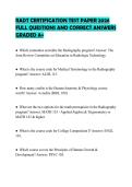 RADT CERTIFICATION TEST PAPER 2026&NewLine;FULL QUESTIONS AND CORRECT ANSWERS&NewLine;GRADED A&plus;&NewLine;
