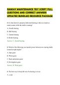 RAMSAY MAINTENANCE TEST SCRIPT FULL&NewLine;QUESTIONS AND CORRECT ANSWERS&NewLine;UPDATED BUNDLED RESOURCE PACKAGE&NewLine;