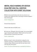 MENTAL HEALTH NURSING 8TH EDITION&NewLine;EXAM PREP 2026 FULL QUESTION&NewLine;COLLECTION WITH EXPERT SOLUTIONS