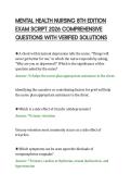 MENTAL HEALTH NURSING 8TH EDITION&NewLine;EXAM SCRIPT 2026 COMPREHENSIVE&NewLine;QUESTIONS WITH VERIFIED SOLUTIONS&NewLine;