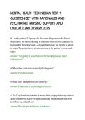 MENTAL HEALTH TECHNICIAN TEST 9&NewLine;QUESTION SET WITH RATIONALES AND&NewLine;PSYCHIATRIC NURSING SUPPORT AND&NewLine;ETHICAL CARE REVIEW 2026&NewLine;