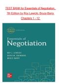 TEST BANK FOR Essentials of Negotiation&comma;&NewLine;7th Edition by Roy Lewicki&comma; Bruce Barry &NewLine;Chapters 1 - 12