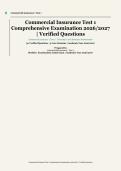 Commercial Insurance Test 1 &ndash; Academic Year 2026&sol;2027 &ndash; Comprehensive Examination with Verified Questions and Correct Answer Rationales