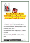 Asbestos Project Monitor 2026&sol;2027 &vert; 100&plus; Exam Questions & Answers &vert; OSHA&comma; AHERA&comma; NESHAP&comma; NYS ICR 56&comma; PCM&comma; PLM & TEM