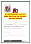 BIO 322 Chapter 6 Exam 2026&sol;2027 &vert; 40&plus; Questions & Answers &vert; Genetic Drift&comma; Gene Flow&comma; Founder Effect&comma; Molecular Evolution & Natural Selection