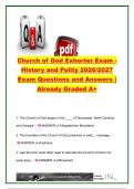 Church of God Exhorter Exam History & Polity 2026&sol;2027 &vert; 130&plus; Questions & Answers &vert; Church History&comma; General Assembly&comma; Ministry&comma; Government & Local Church Polity