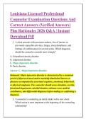 Louisiana Licensed Professional &NewLine;Counselor Examination Questions And &NewLine;Correct Answers &lpar;Verified Answers&rpar; &NewLine;Plus Rationales 2026 Q&A &vert; Instant &NewLine;Download Pdf 