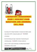 Laboratory Management Exam 1&colon; 2026&sol;2027 Questions & Answers &vert; Quality Management&comma; Leadership&comma; Workflow&comma; Process Control &vert; 59 Questions