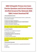 68W Orthopedic Primary Care Exam Practice Questions and Correct Answers &lpar;Verified Answers&rpar; Plus Rationale 2026 Q&A&vert; Instant Download Pdf