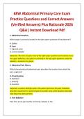 68W Abdominal Primary Care Exam Practice Questions and Correct Answers &lpar;Verified Answers&rpar; Plus Rationale 2026 Q&A&vert; Instant Download Pdf